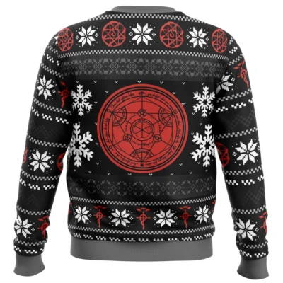 Alchemy Crossing FMA PC Ugly Christmas Sweater BACK mockup - Fullmetal Alchemist Store