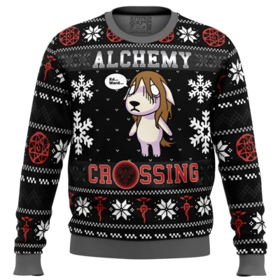 Alchemy Crossing FMA PC Ugly Christmas Sweater FRONT mockup - Fullmetal Alchemist Store