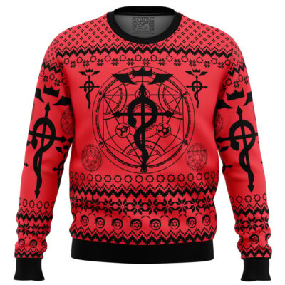 flamel Ugly Christmas Sweater front mockup - Fullmetal Alchemist Store